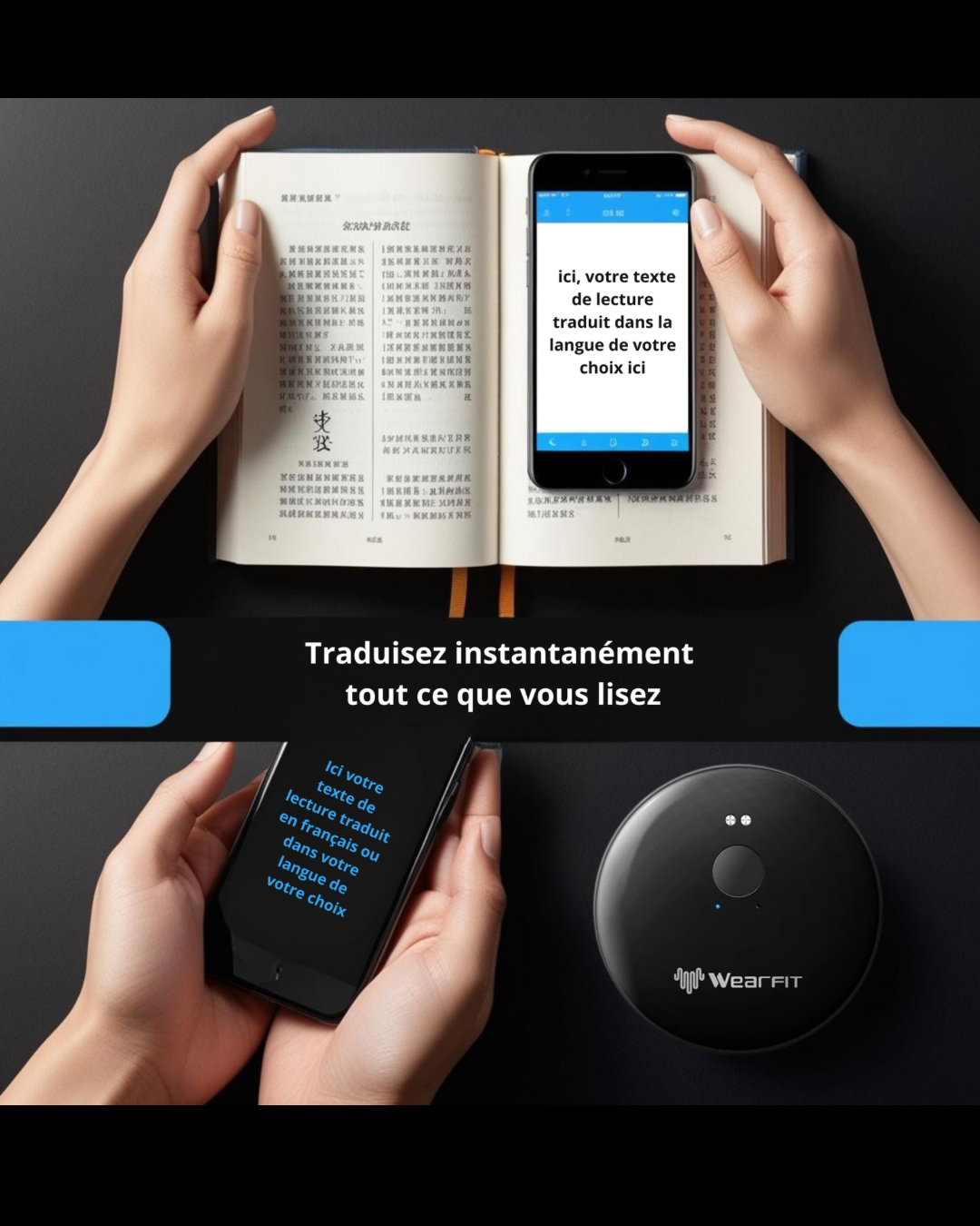 Assistant Traducteur IA Instantané Bapnex Store | Voix ,Textes & Photos  | 50 Langues | Bluetooth Ultra-Précis | Intelligence Artificielle