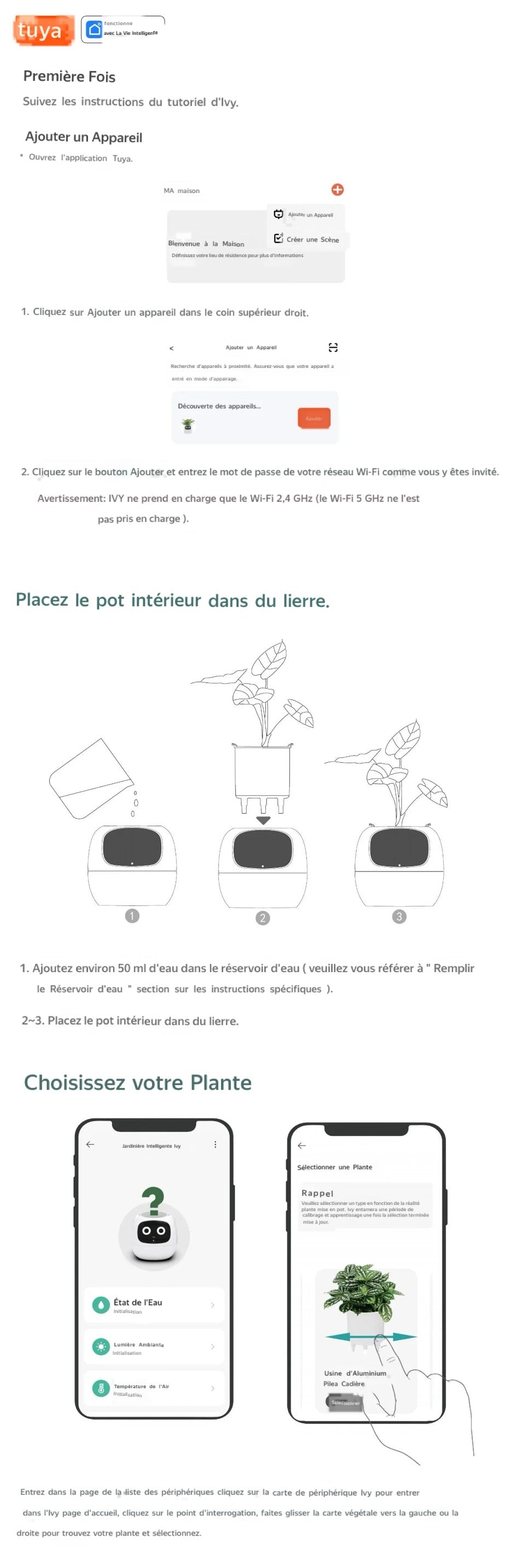 Jardinière intelligente Tuya Ivy smart connecté - Capteurs IA puissante intégrée