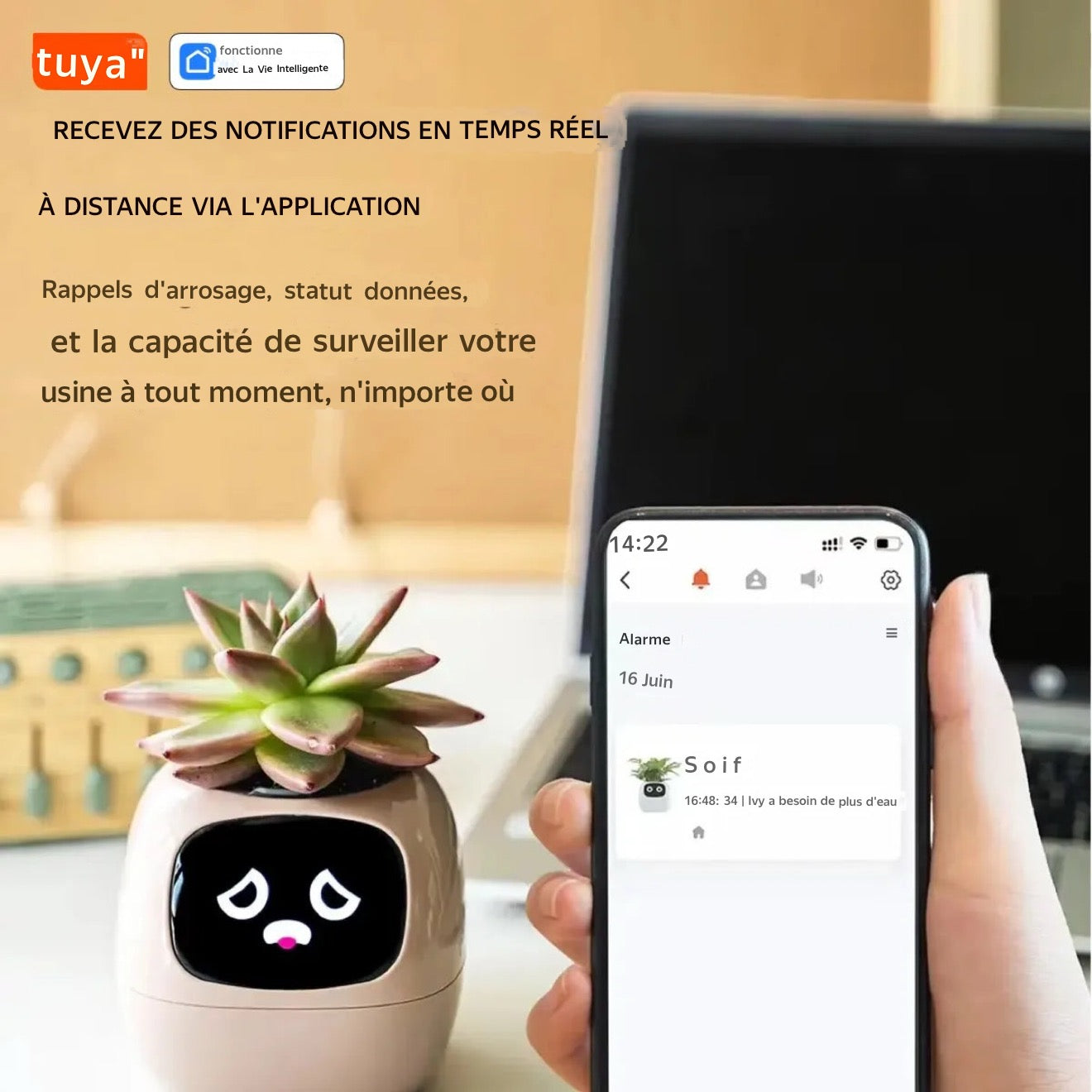 Jardinière intelligente Tuya Ivy smart connecté - Capteurs IA puissante intégrée