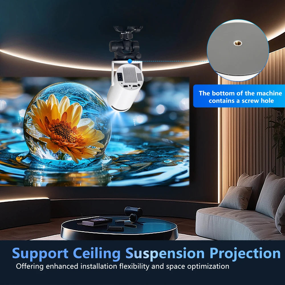 Projecteur HY300 Pro 4K Pas Cher - Mini vidéo projecteur Android 11 WiFi 6 260ANSI pour Home Cinéma