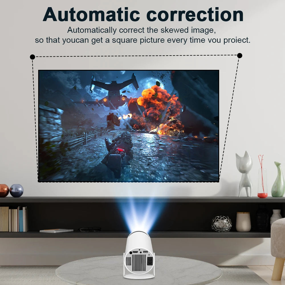 Projecteur HY300 Pro 4K Pas Cher - Mini vidéo projecteur Android 11 WiFi 6 260ANSI pour Home Cinéma